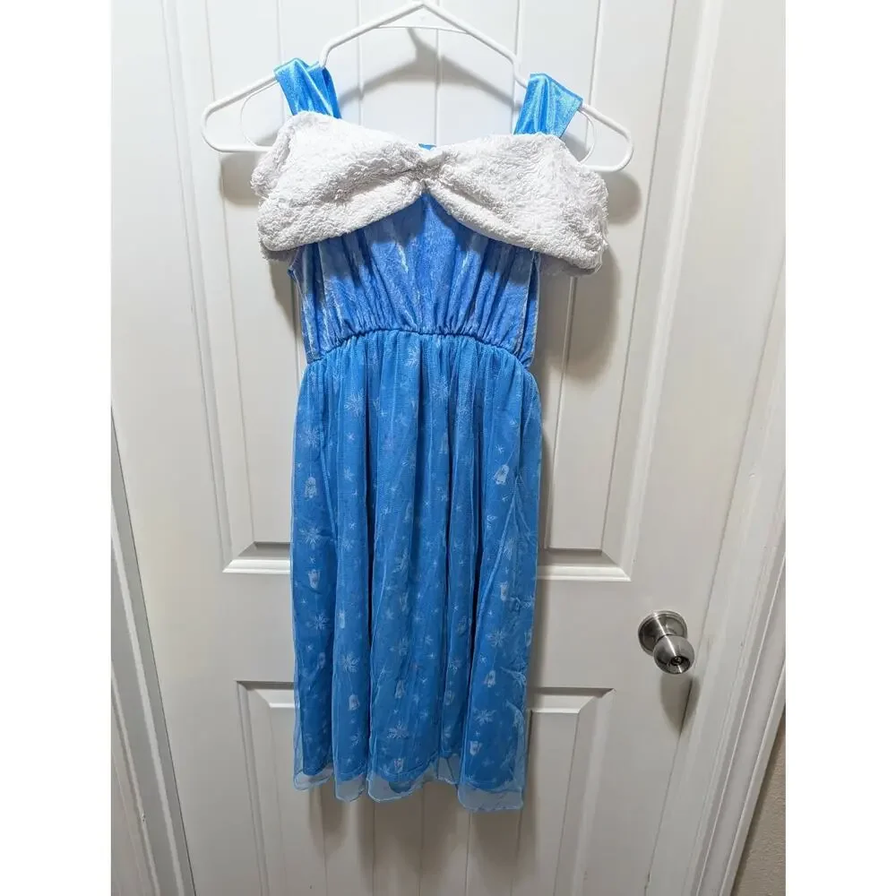 Disney Frozen Elsa Girls Blue Princess Dress Cosplay Halloween Costume Size 8